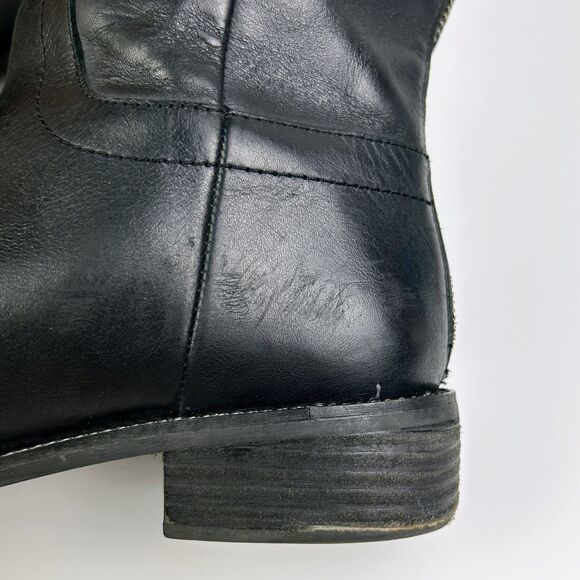 Franco Sarto Brindley Knee High Black Leather Riding Boots w/ Chain Detail 11 - Picture 14 of 15